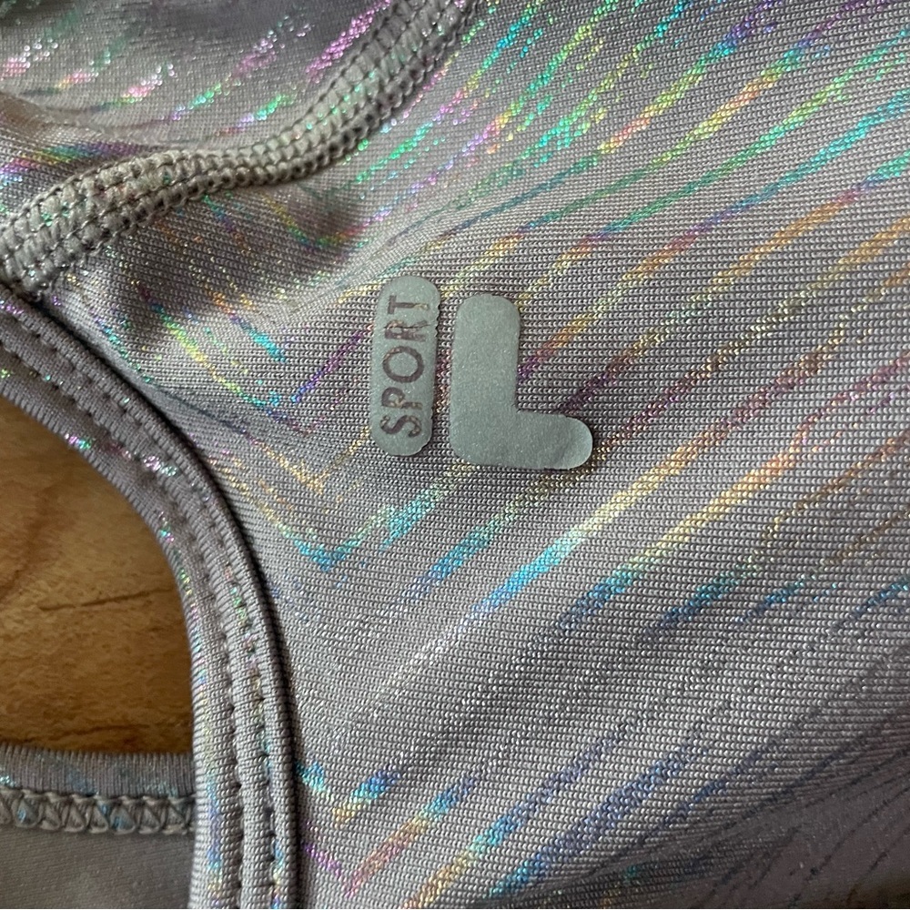 Fila rainbow stripe Sports Bra front zip size XS holographic - Picture 6 of 10